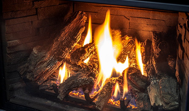 Log fire burning in the Enviro E33 insert