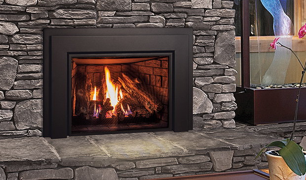 Enviro E44 insert in a fieldstone wall beside an aquarium