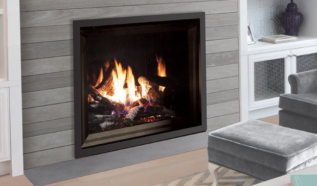 Enviro G39 in a grey shiplap wall beside an ottoman