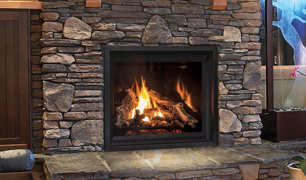 Enviro G42 set in a fieldstone chimney