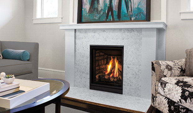 Enviro Q1 in a white mantel below teal artwork