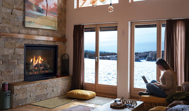 Enviro RZ41 in a stone wall beside lake-view windows