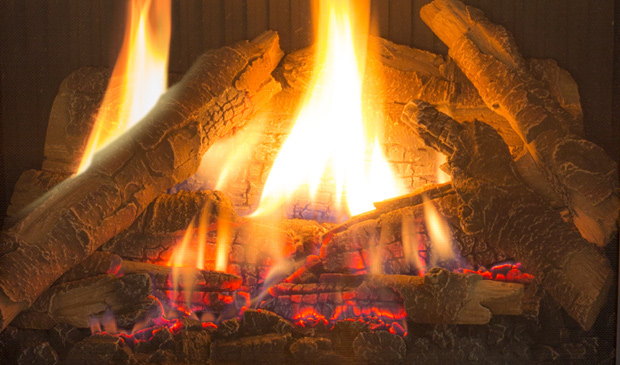 Log fire burning in the Enviro S40