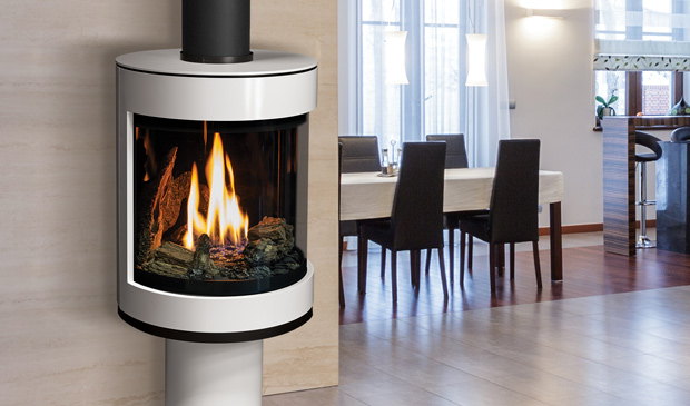 White Enviro S50 gas stove in a modern dining room