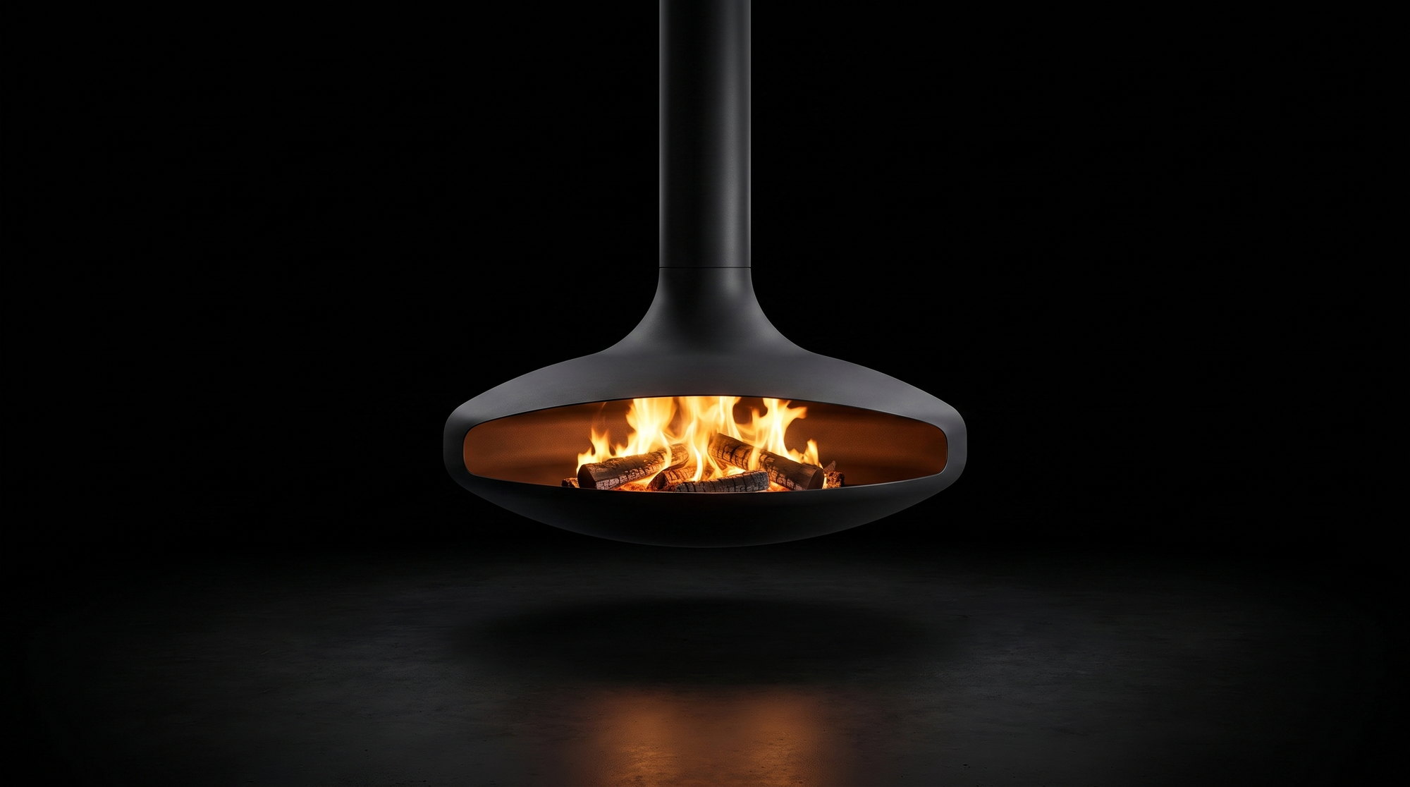 The Domofocus face on, wide oval mouth with the log fire