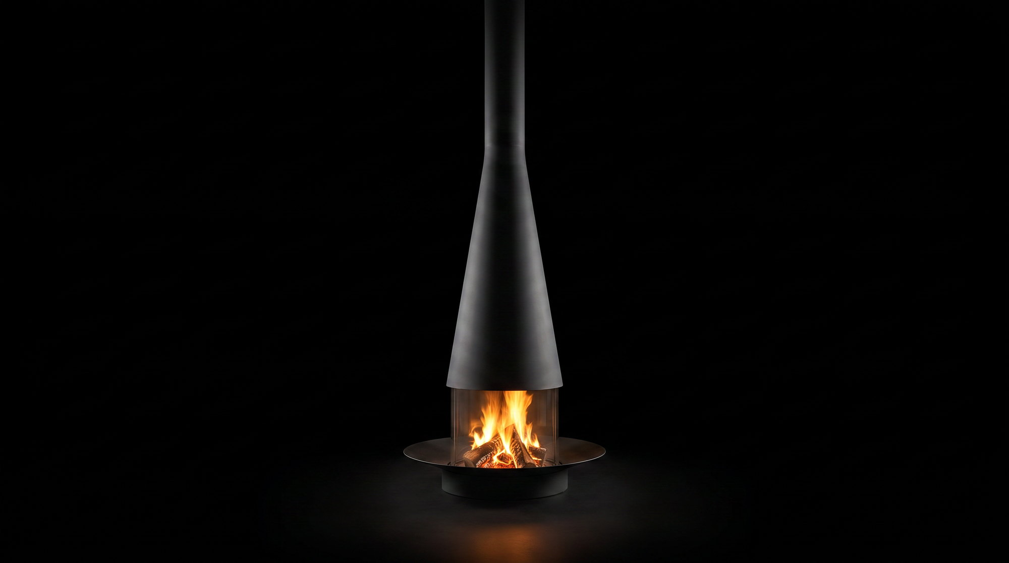 The Filiofocus 1600 face on, glass ring alight under the trumpet cone