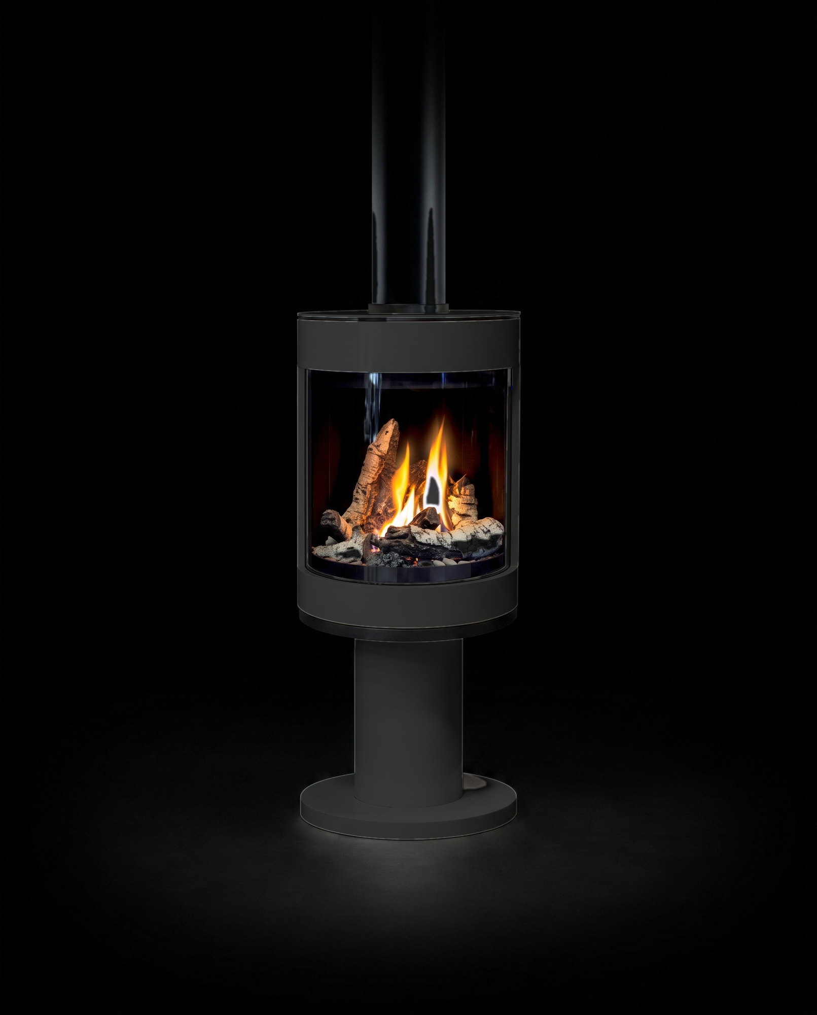 The complete Enviro S50 in Carrara White on its pole pedestal and round base