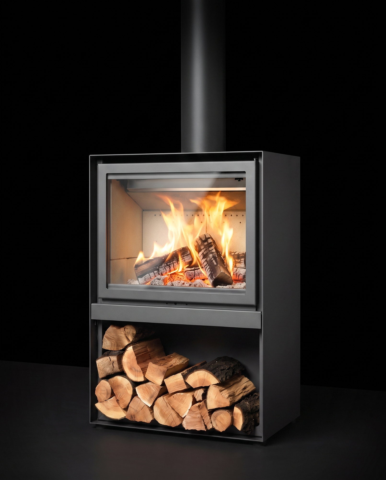 The complete 16-H with its firewood base