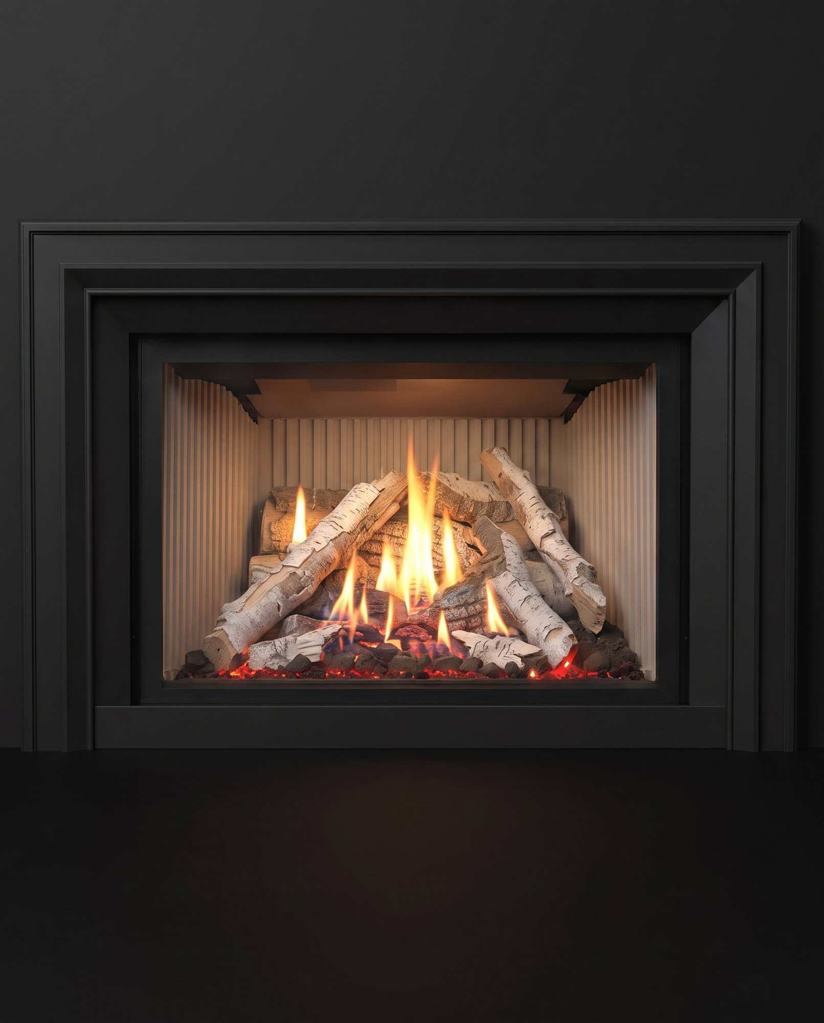 The Enviro EX32 face dead-on, fire lit