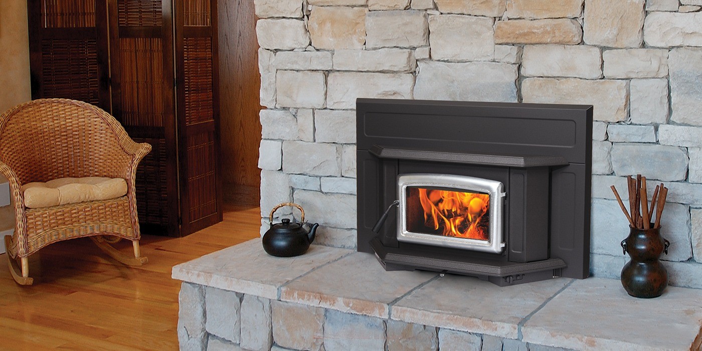 Pacific Energy Super Insert LE installed in a masonry fireplace