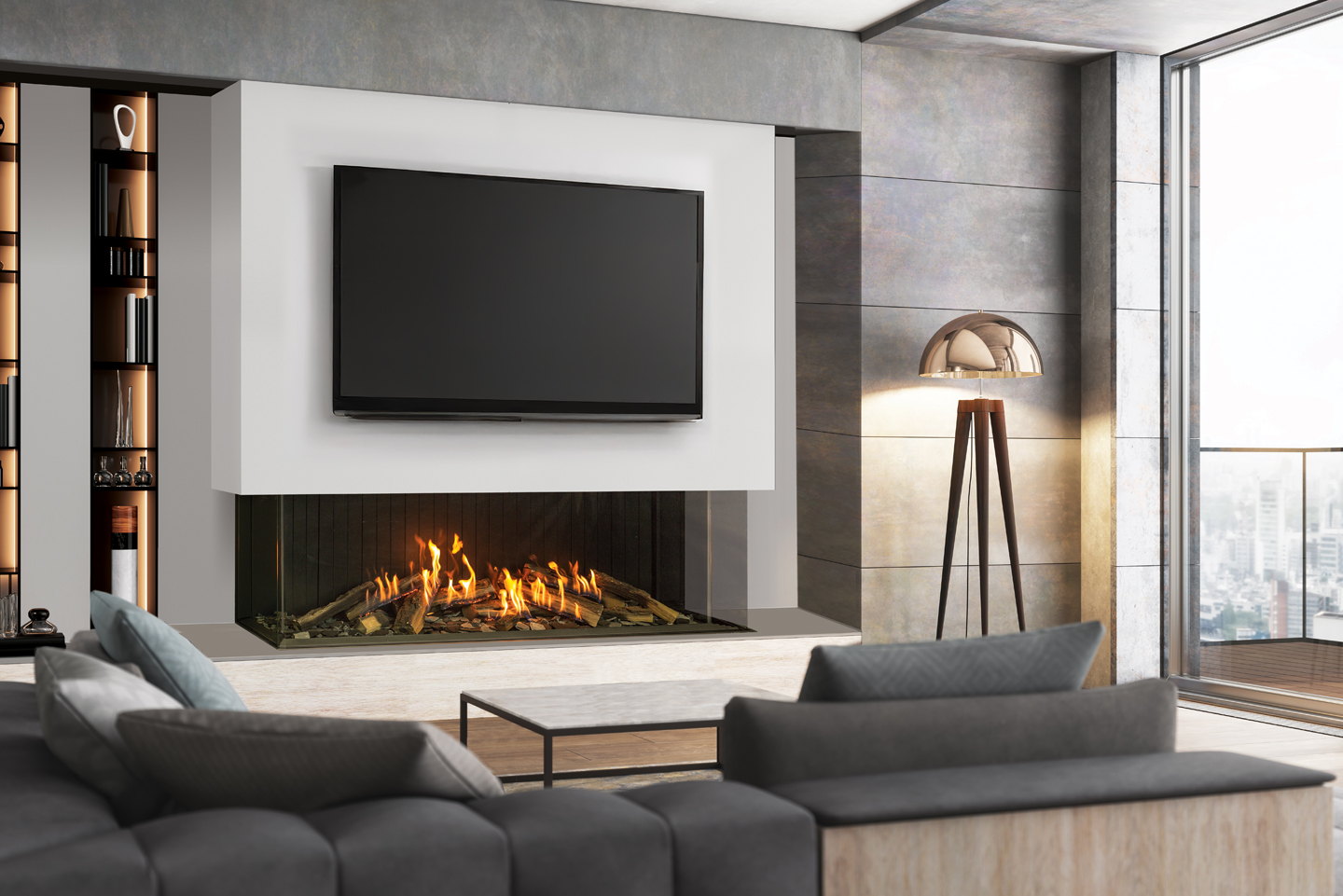 Urbana U70 Tall Ultra alight in a modern city living room